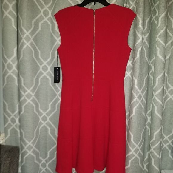 TOMMY HILFIGER Womens Red  Knee Length Party Fit + Flare Dress New 4 - Picture 11 of 15
